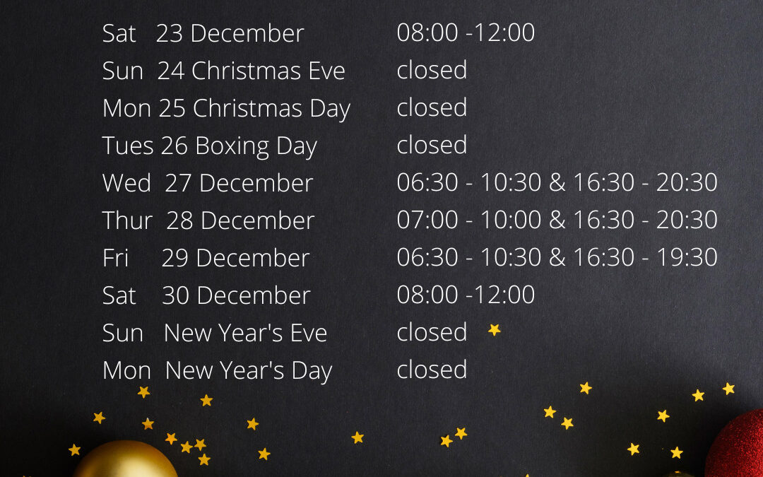 Christmas Opening hours 2023/24